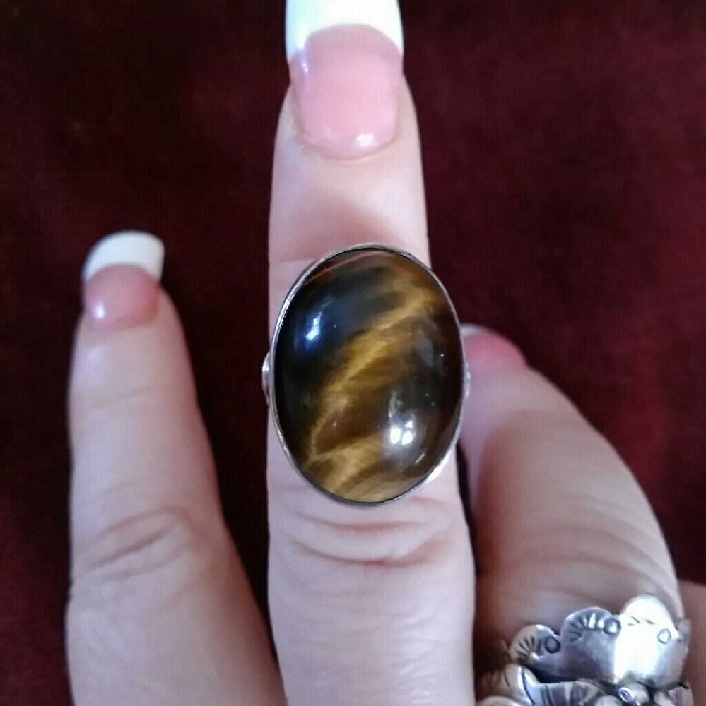 Vintage Tigers Eye Sterling Statement Ring